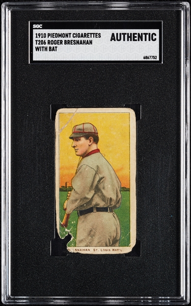 1909-11 T206 Roger Bresnahan With Bat SGC Authentic
