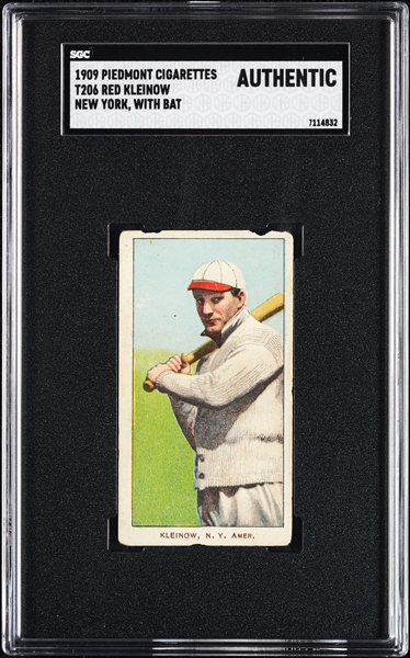 1909-11 T206 Red Kleinow New York, With Bat SGC Authentic
