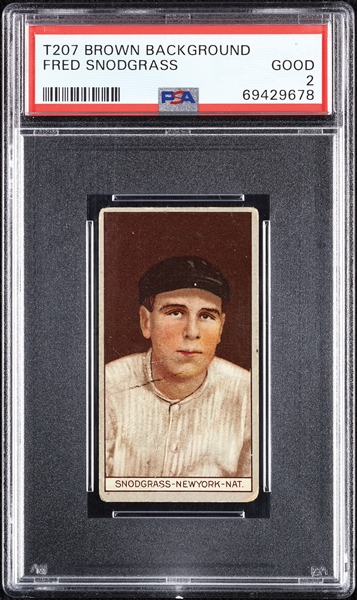 1912 T207 Brown Background Fred Snodgrass PSA 2