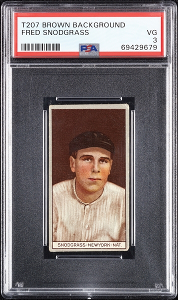 1912 T207 Brown Background Fred Snodgrass PSA 3