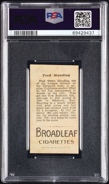1912 T207 Brown Background Fred Blanding PSA Authentic