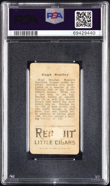 1912 T207 Brown Background Hugh Bradley PSA 1.5