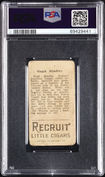 1912 T207 Brown Background Hugh Bradley PSA 1.5 (MC)