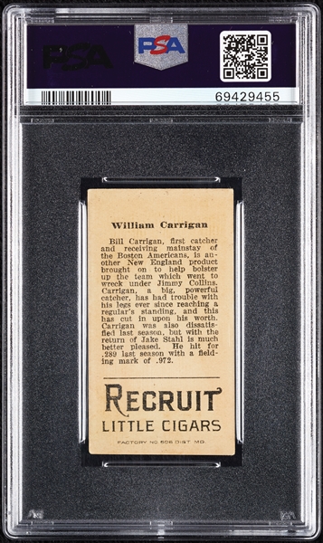 1912 T207 Brown Background William Carrigan PSA 3