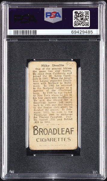 1912 T207 Brown Background Mike Donlin PSA 1 (MK)
