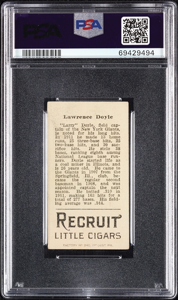 1912 T207 Brown Background Lawrence Doyle PSA 2