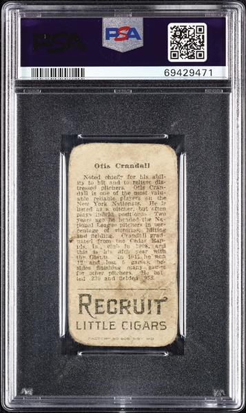 1912 T207 Brown Background Otis Crandall PSA Authentic