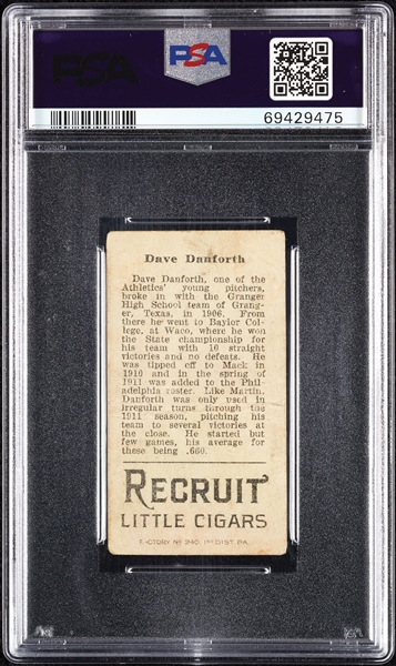 1912 T207 Brown Background Dave Danforth PSA 1