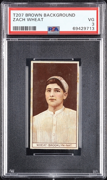 1912 T207 Brown Background Zach Wheat PSA 3