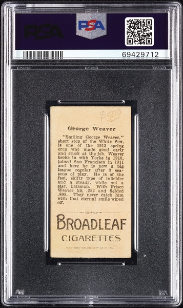 1912 T207 Brown Background George Weaver PSA 4 (MK)