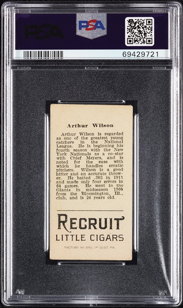 1912 T207 Brown Background Arthur Wilson PSA 3