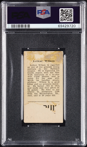 1912 T207 Brown Background Arthur Wilson PSA 1
