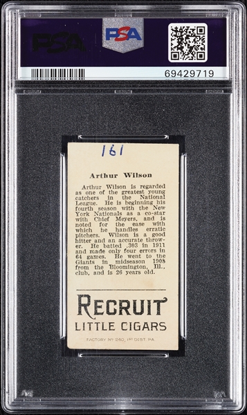 1912 T207 Brown Background Arthur Wilson PSA 3 (MK)