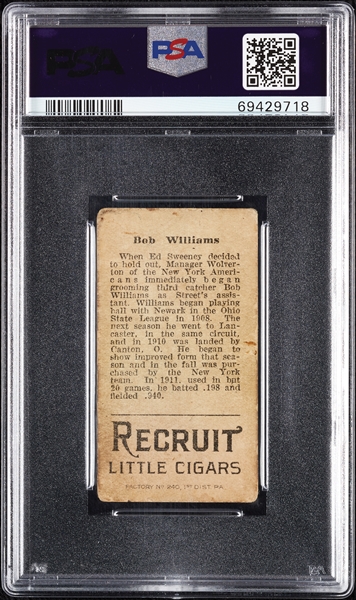 1912 T207 Brown Background Bob Williams PSA 2