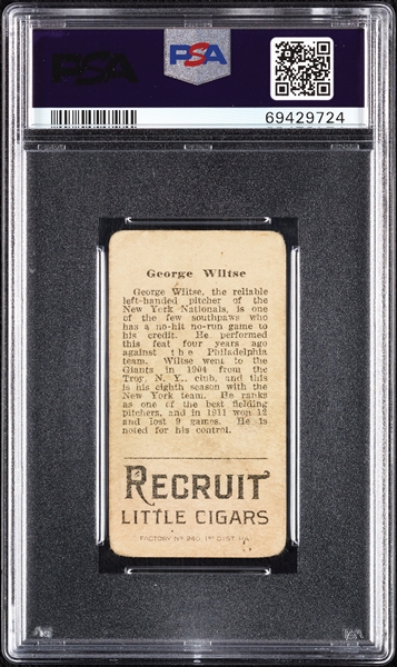 1912 T207 Brown Background George Wiltse PSA 1.5