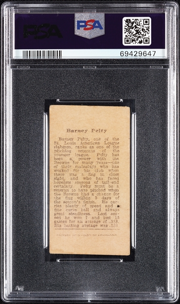 1912 T207 Brown Background Barney Pelty PSA 2 (MC)