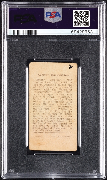 1912 T207 Brown Background Arthur Rasmussen PSA 1