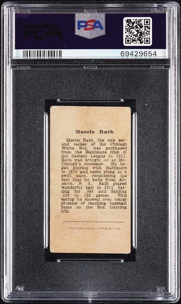 1912 T207 Brown Background Morris Rath PSA 1.5 (MC)