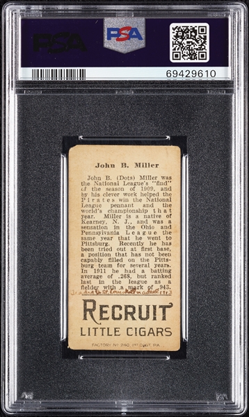 1912 T207 Brown Background John B. Miller PSA Authentic