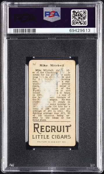 1912 T207 Brown Background Mike Mitchell (Cleveland, Picture is Willie Mitchell) PSA 1 (MK)