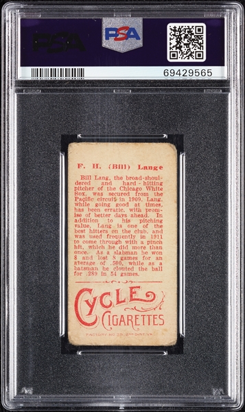 1912 T207 Brown Background F.H. (Bill) Lange PSA 1.5