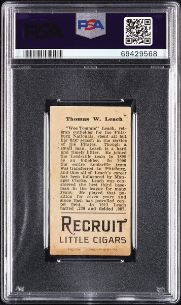 1912 T207 Brown Background Thomas W. Leach PSA 3