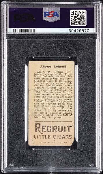 1912 T207 Brown Background Albert Leifield PSA 1