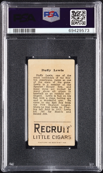 1912 T207 Brown Background Duffy Lewis PSA 1.5
