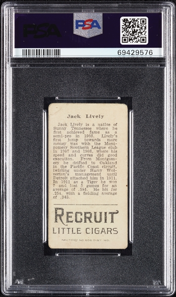 1912 T207 Brown Background Jack Lively PSA 1.5