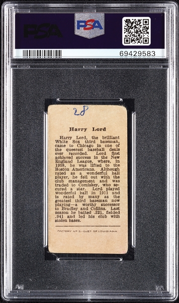 1912 T207 Brown Background Harry Lord PSA Authentic