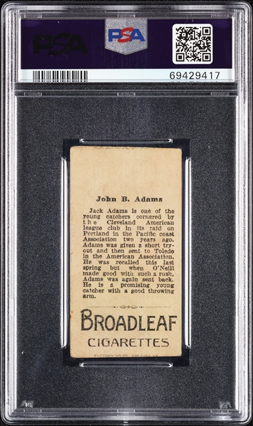 1912 T207 Brown Background John B. Adams PSA 2 (MC)