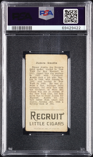1912 T207 Brown Background James Austin (Insignia On Shirt) PSA 2