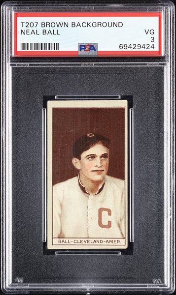 1912 T207 Brown Background Neal Ball PSA 3