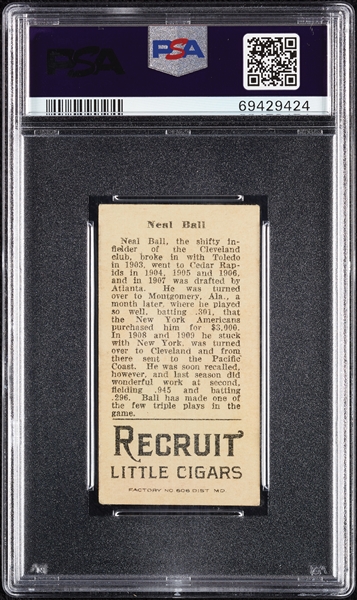 1912 T207 Brown Background Neal Ball PSA 3