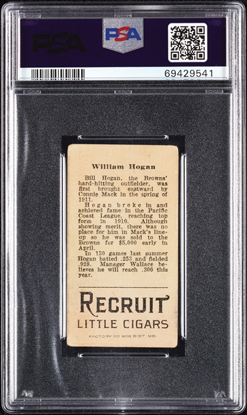 1912 T207 Brown Background William Hogan PSA 2