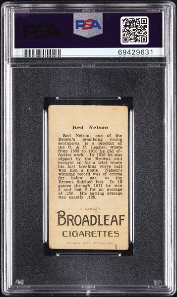 1912 T207 Brown Background Red Nelson PSA 3 (MC)