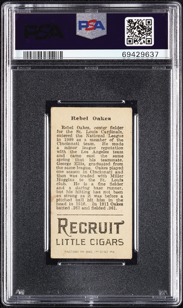 1912 T207 Brown Background Rebel Oakes PSA 2