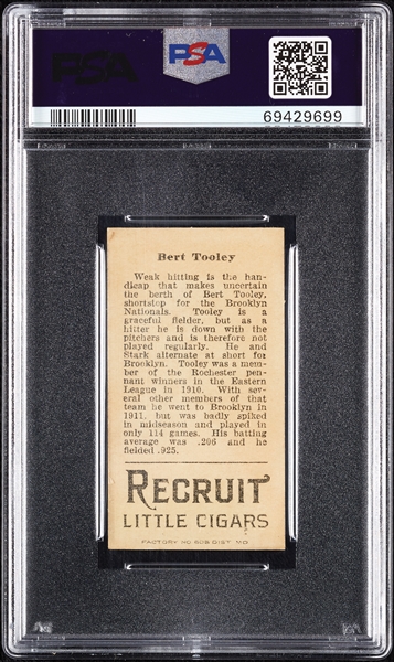 1912 T207 Brown Background Bert Tooley PSA 4 (MC)