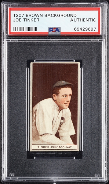 1912 T207 Brown Background Joe Tinker PSA Authentic