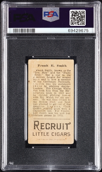 1912 T207 Brown Background Frank E. Smith PSA 1.5