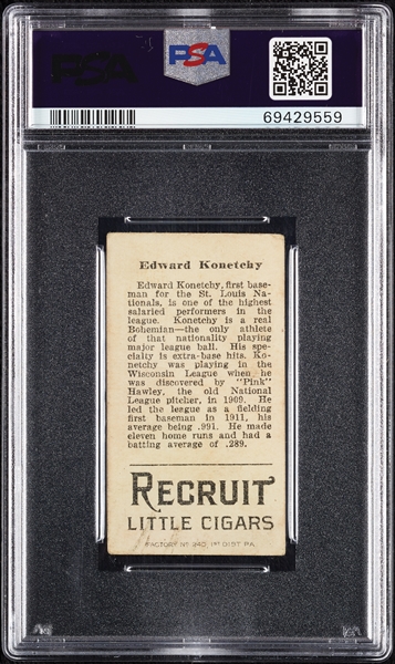 1912 T207 Brown Background Edward Konetchy PSA 1 (MC)