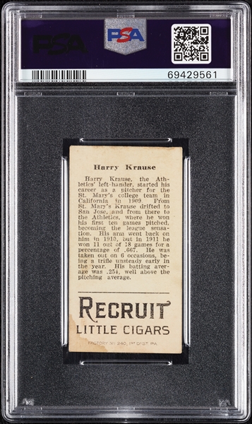 1912 T207 Brown Background Harry Krause PSA 4