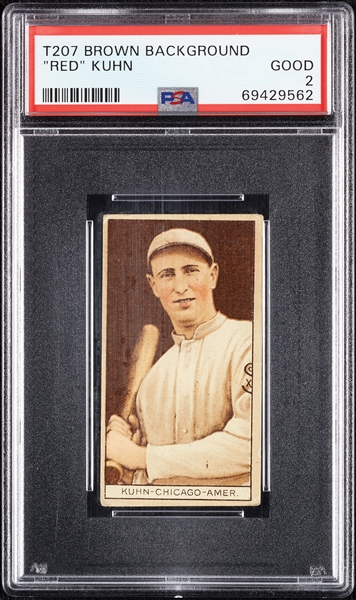 1912 T207 Brown Background Red Kuhn PSA 2