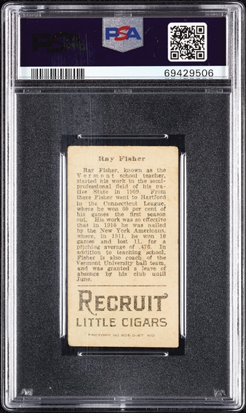 1912 T207 Brown Background Ray Fisher (Blue Cap) PSA 1.5