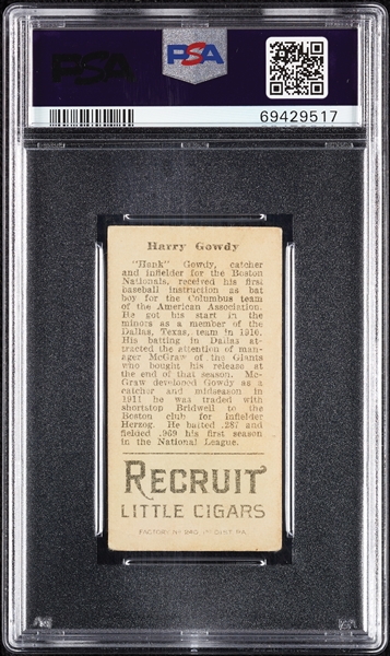 1912 T207 Brown Background Harry Gowdy PSA 2