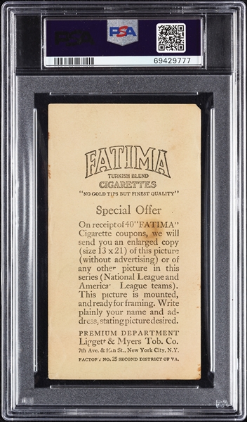 1913 T200 Fatima Philadelphia Americans PSA 1