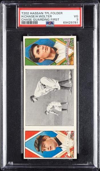 1912 T202 Hassan Triple Folders Chase Guarding First Chase/Wolter PSA 3