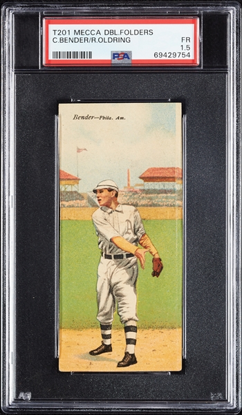 1911 T201 Mecca Double Folders Chief Bender/Oldring PSA 1.5
