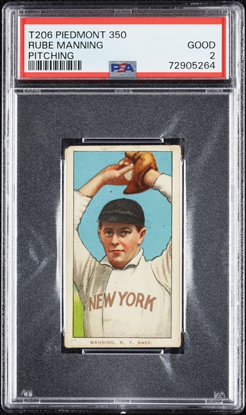 1909-11 T206 Rube Manning Pitching PSA 2