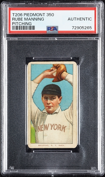 1909-11 T206 Rube Manning Pitching PSA Authentic